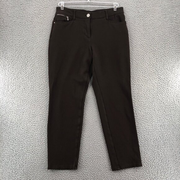Chicos Jeans Womens 1 US 8 Brown So Slimming Ponte Ankle Zip 5 Pocket Stretch - Picture 1 of 12
